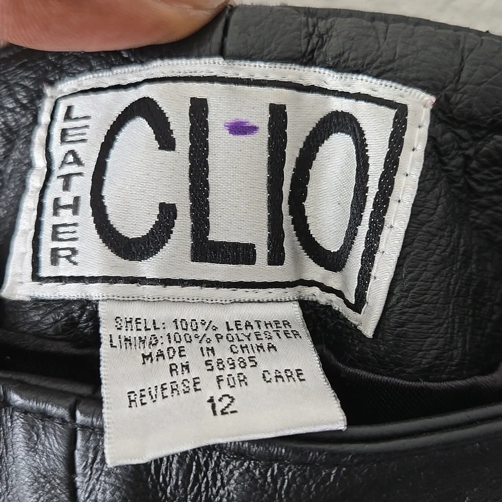 Vintage Clio Black 100% Leather Straight Leg Pant Classic Minimalist Winter Pant